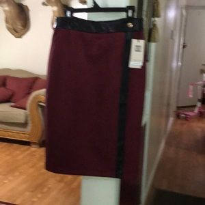 Leather trim Ivanka Trump pencil skirt